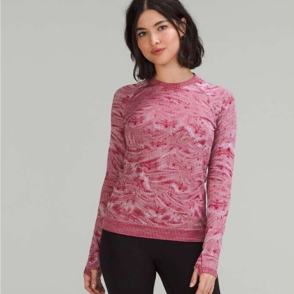 Lululemon Rest Less Pullover 6 Stratum Overlay Pomegranate / Pink Peony